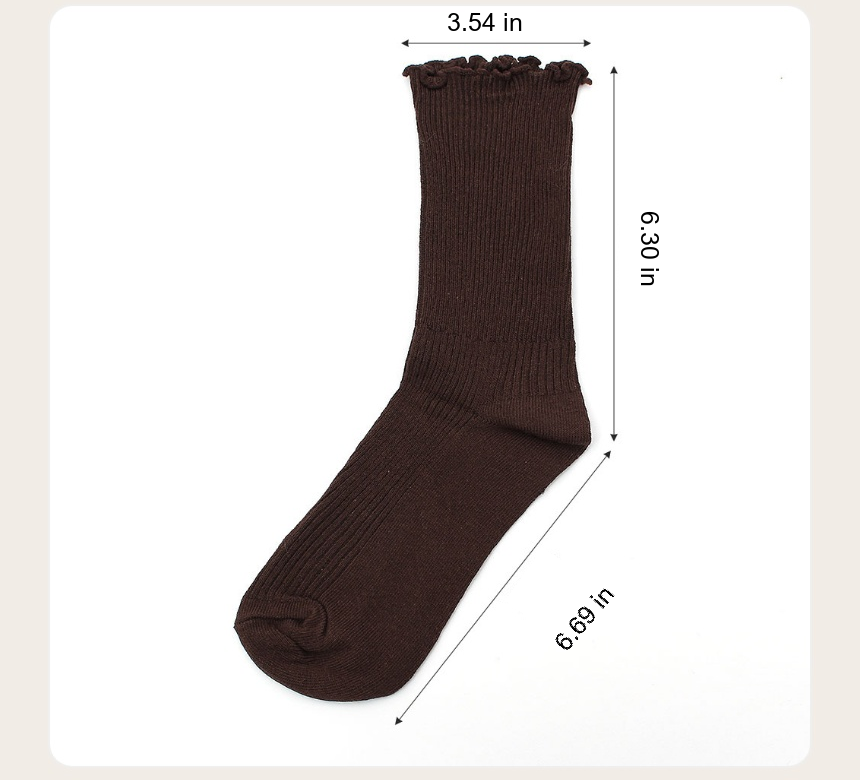 Lovely Frill Daily Ribbed Socks Brown