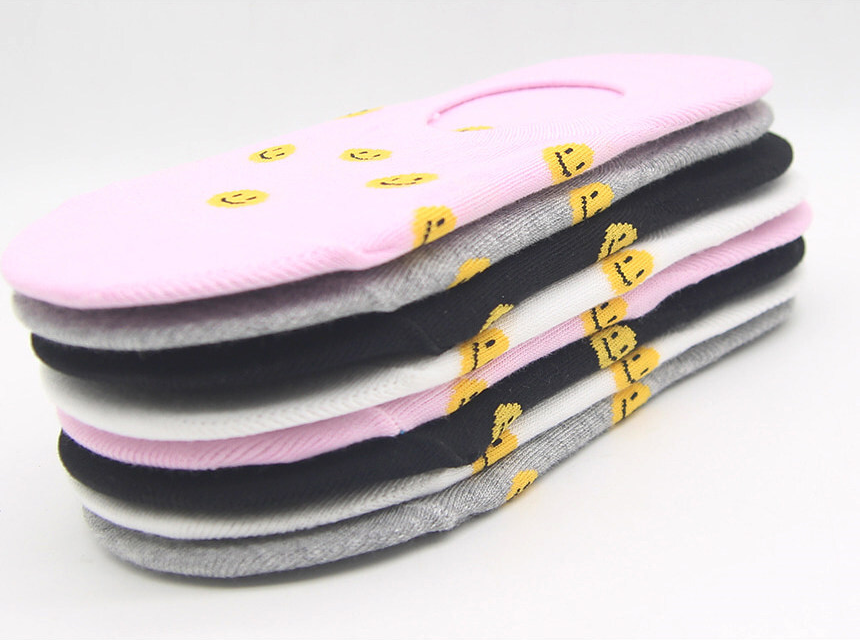 Women's Polka Dot Smile Fake Socks Black