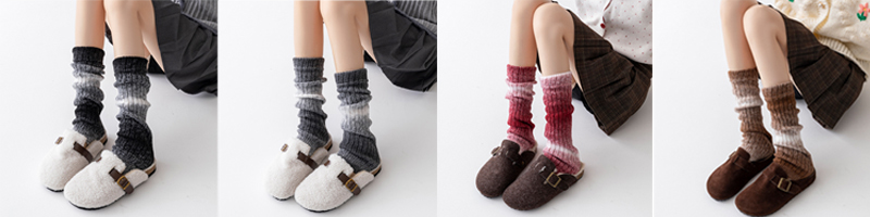 Pomi Bear Two-Tone Knit Leg Warmers Gradient