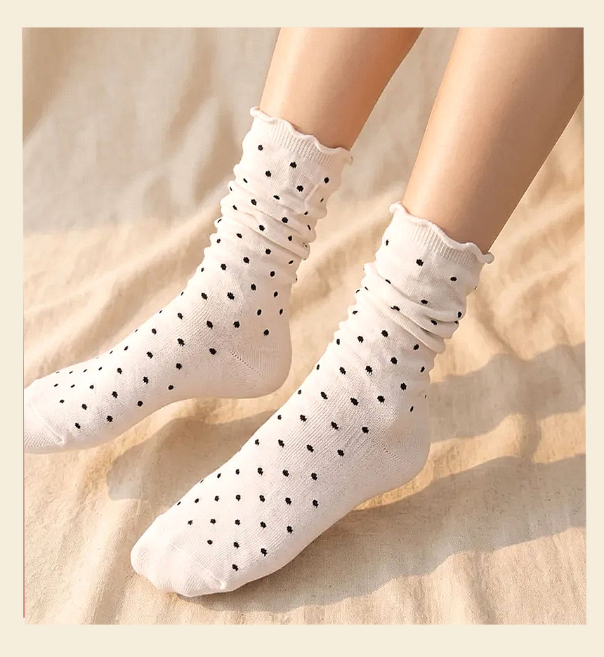 2-Way Women's Fashion Dot Ruffle Socks