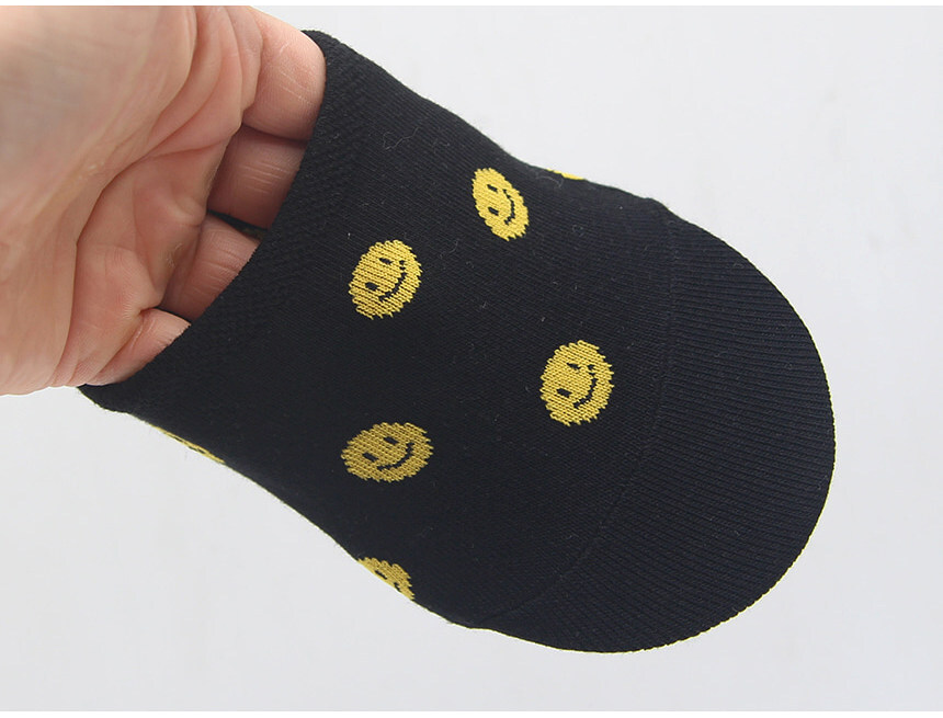Women's Polka Dot Smile Fake Socks Black