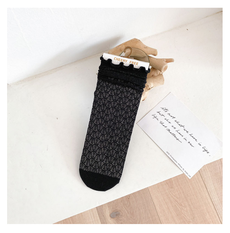 Lace Pattern Mesh Ruffle Sheer Summer Socks
