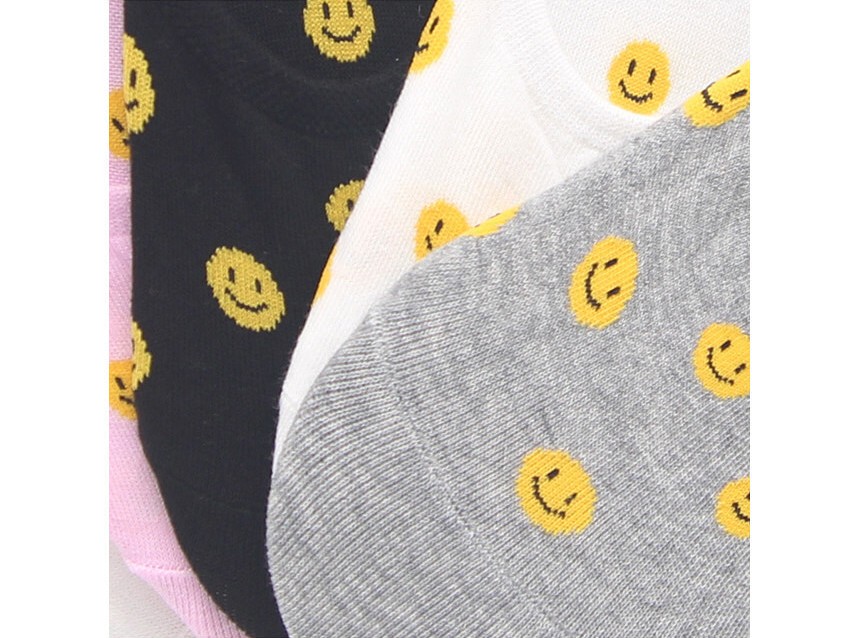 Women's Polka Dot Smile Fake Socks Black