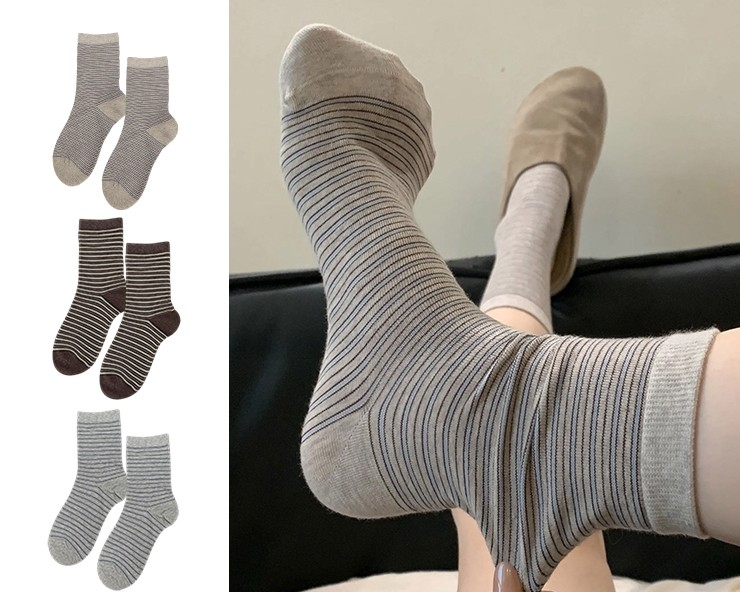 Multi Stripe Crew Socks