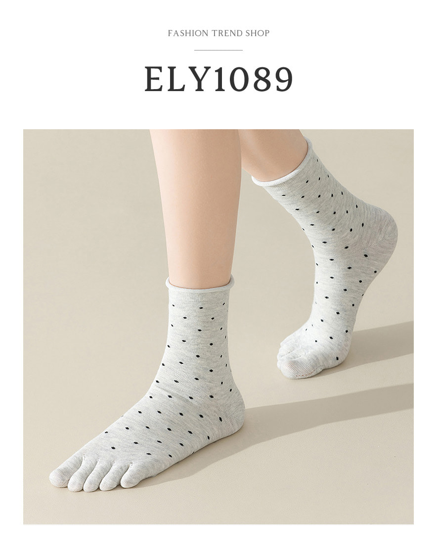Patterned Rollup Daily Women's Ankle Dot Toe Socks
