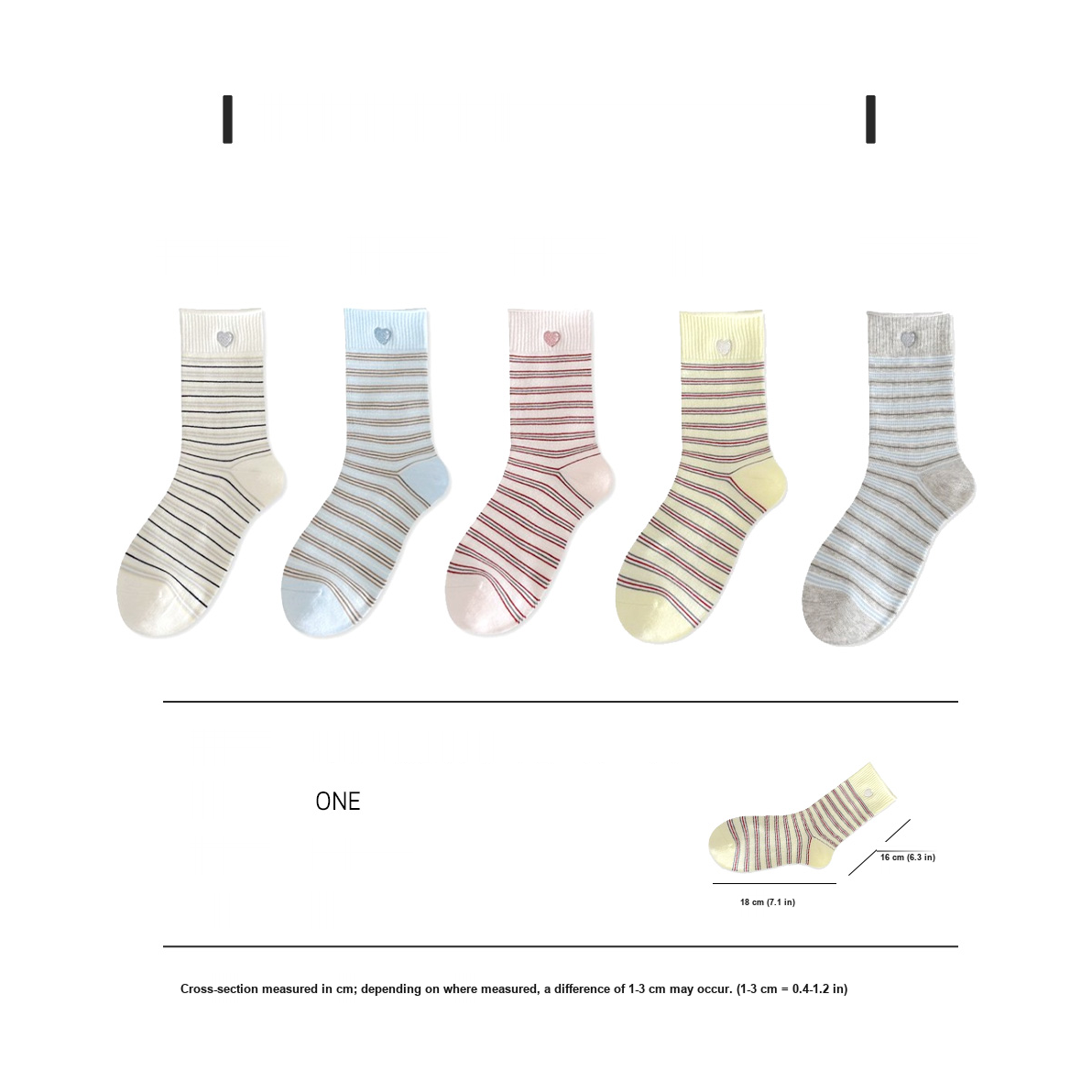 Mahhas Striped Rollup Embroidered Lovely Heart Socks