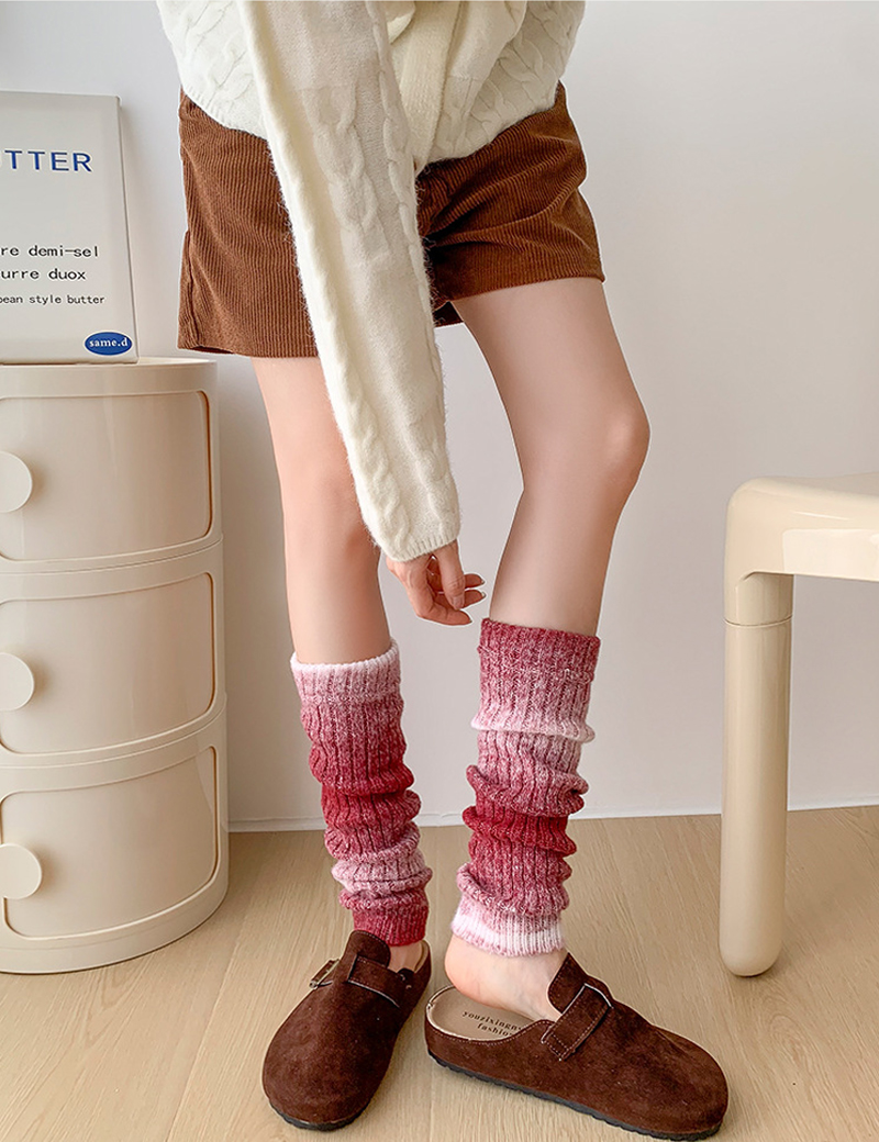 Pomi Bear Two-Tone Knit Leg Warmers Gradient