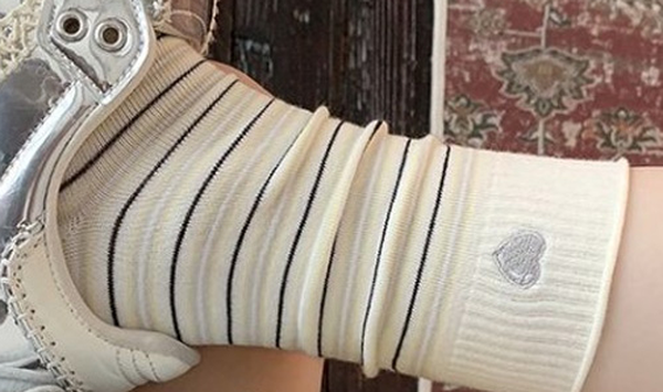 Mahhas Striped Rollup Embroidered Lovely Heart Socks