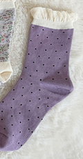 Flower Dot Ruffle Mid-Weight Socks