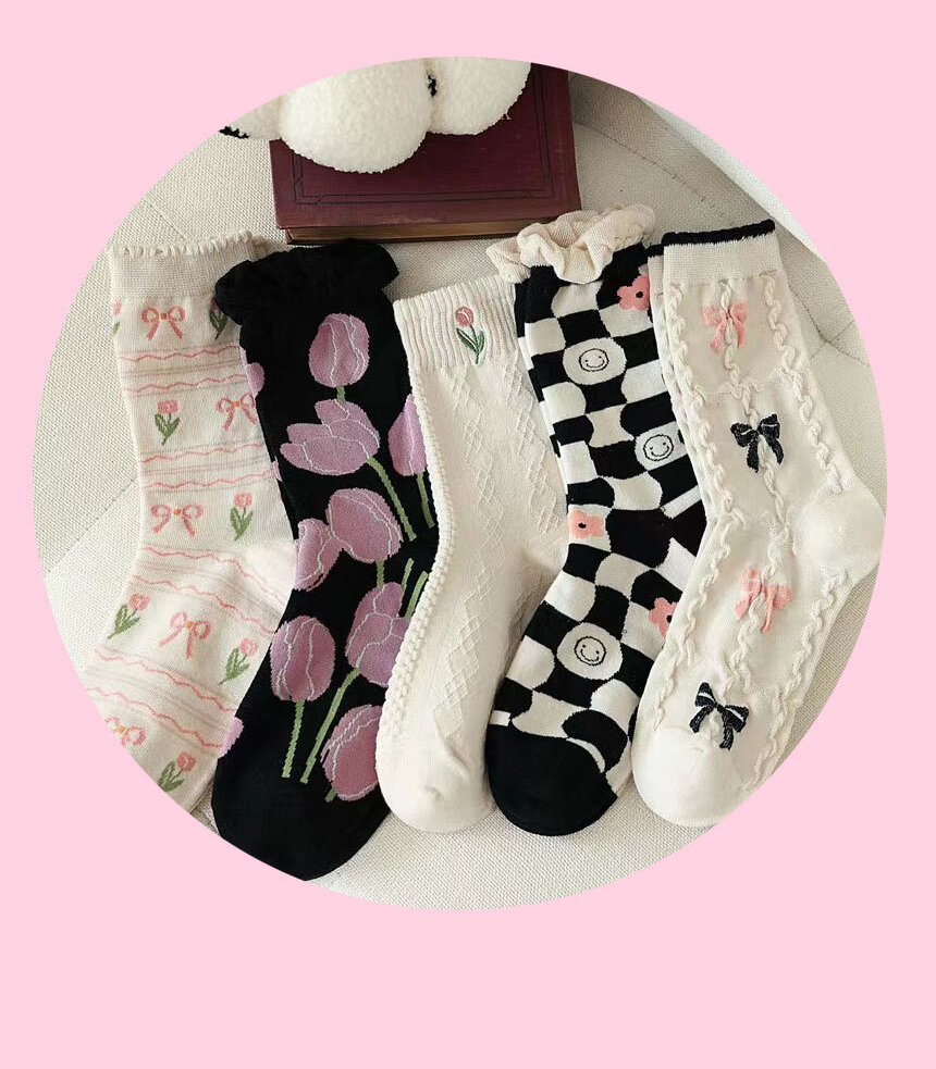 Pattern Frill Mid-Weight Socks