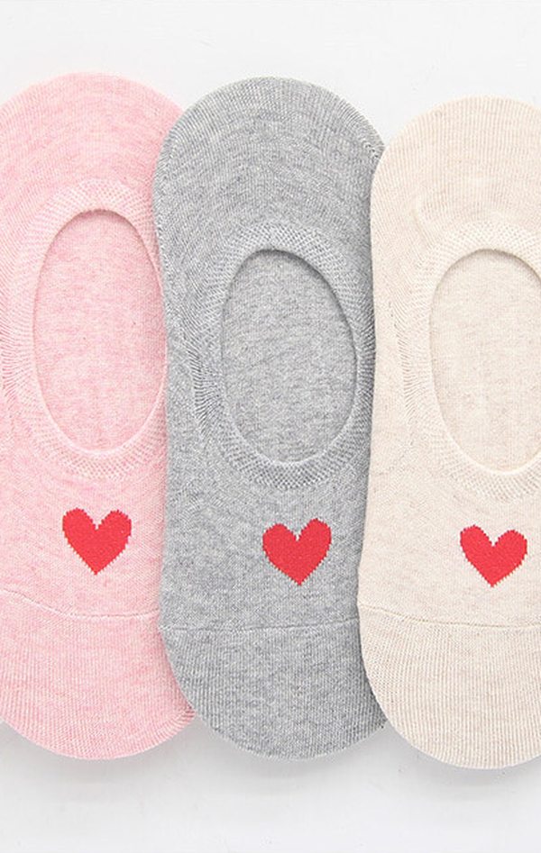Women's One Heart Faux Socks With Silicone Sole, Gray