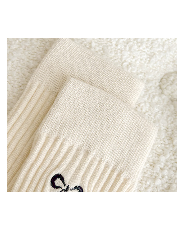 Womens Embroidered Ribbon Crew Socks