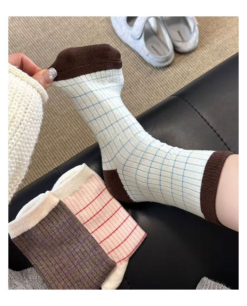 Stripe Rib Knit Crew Socks