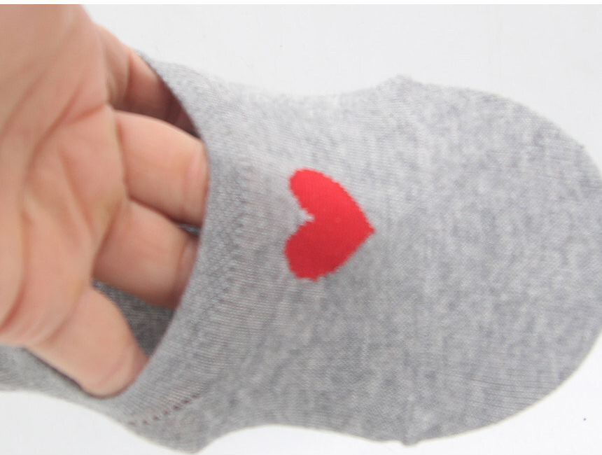 Women's One Heart Faux Socks With Silicone Sole, Gray