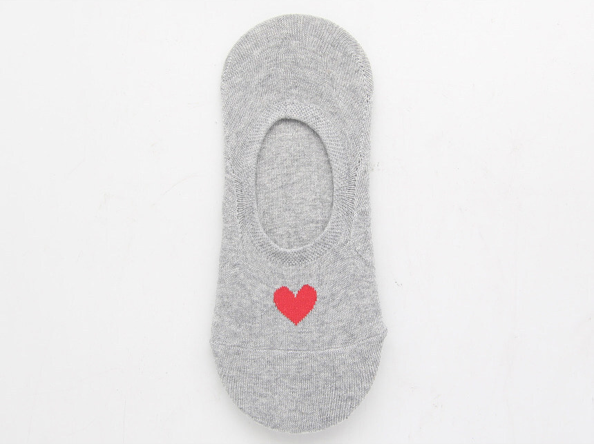 Women's One Heart Faux Socks With Silicone Sole, Gray