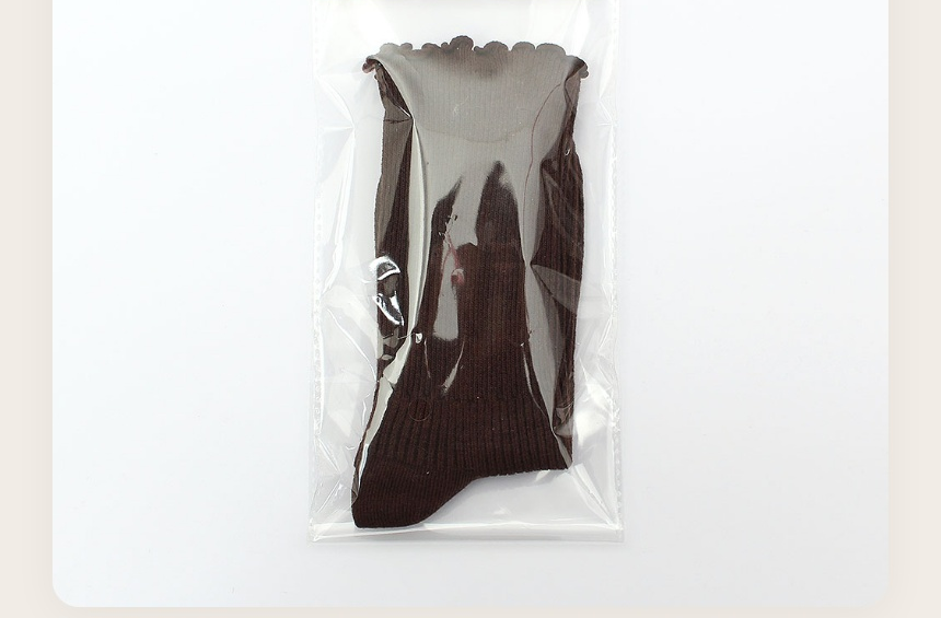 Lovely Frill Daily Ribbed Socks Brown