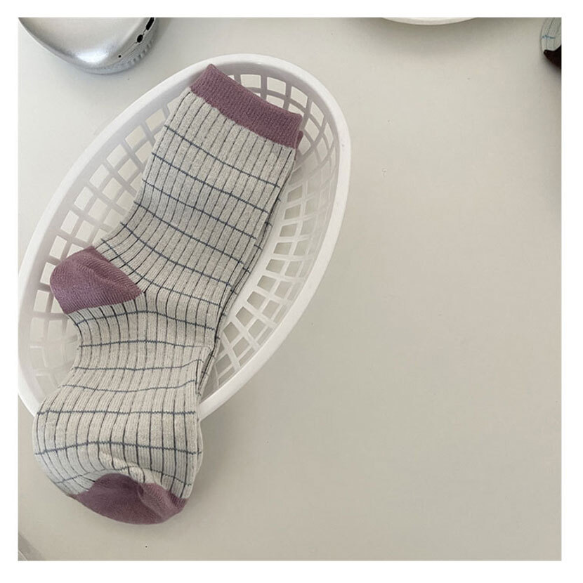 Stripe Rib Knit Crew Socks