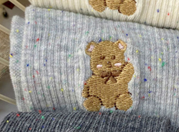 Women's Teddy Bear Embroidered Crew Socks