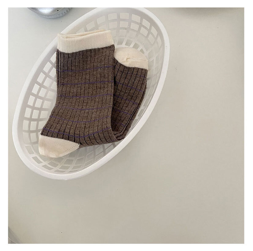 Stripe Rib Knit Crew Socks