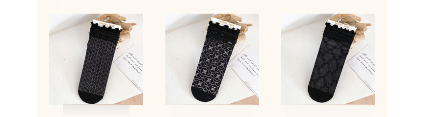 Lace Pattern Mesh Ruffle Sheer Summer Socks