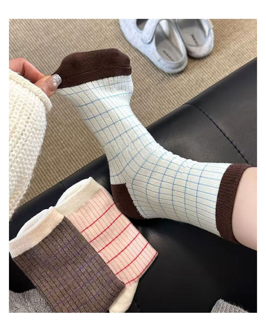 Stripe Rib Knit Crew Socks