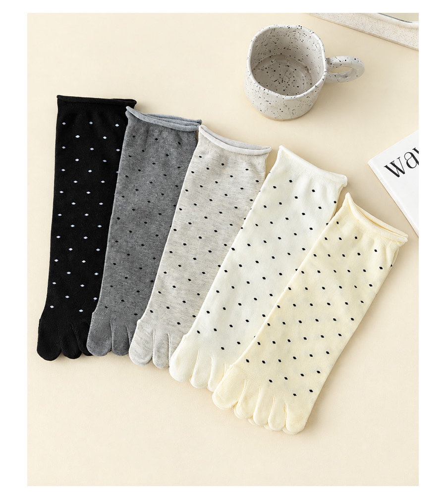 Patterned Rollup Daily Women's Ankle Dot Toe Socks
