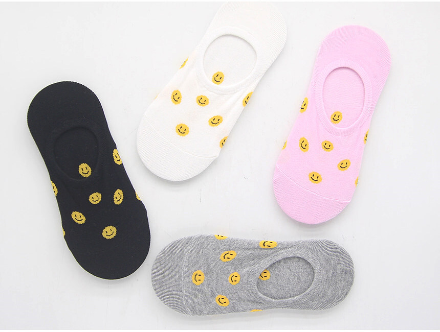 Women's Polka Dot Smile Fake Socks Black