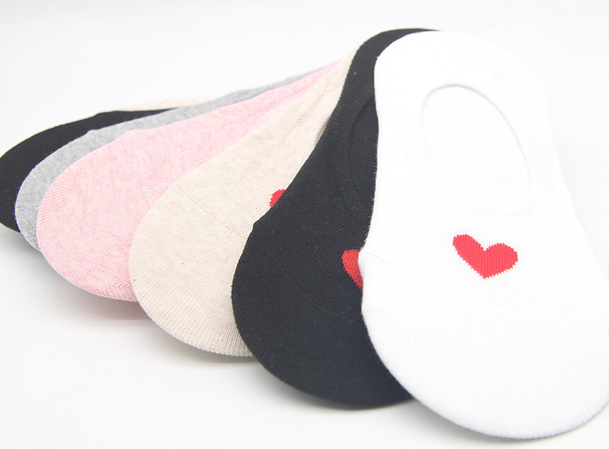 Women's One Heart Faux Socks With Silicone Sole, Gray
