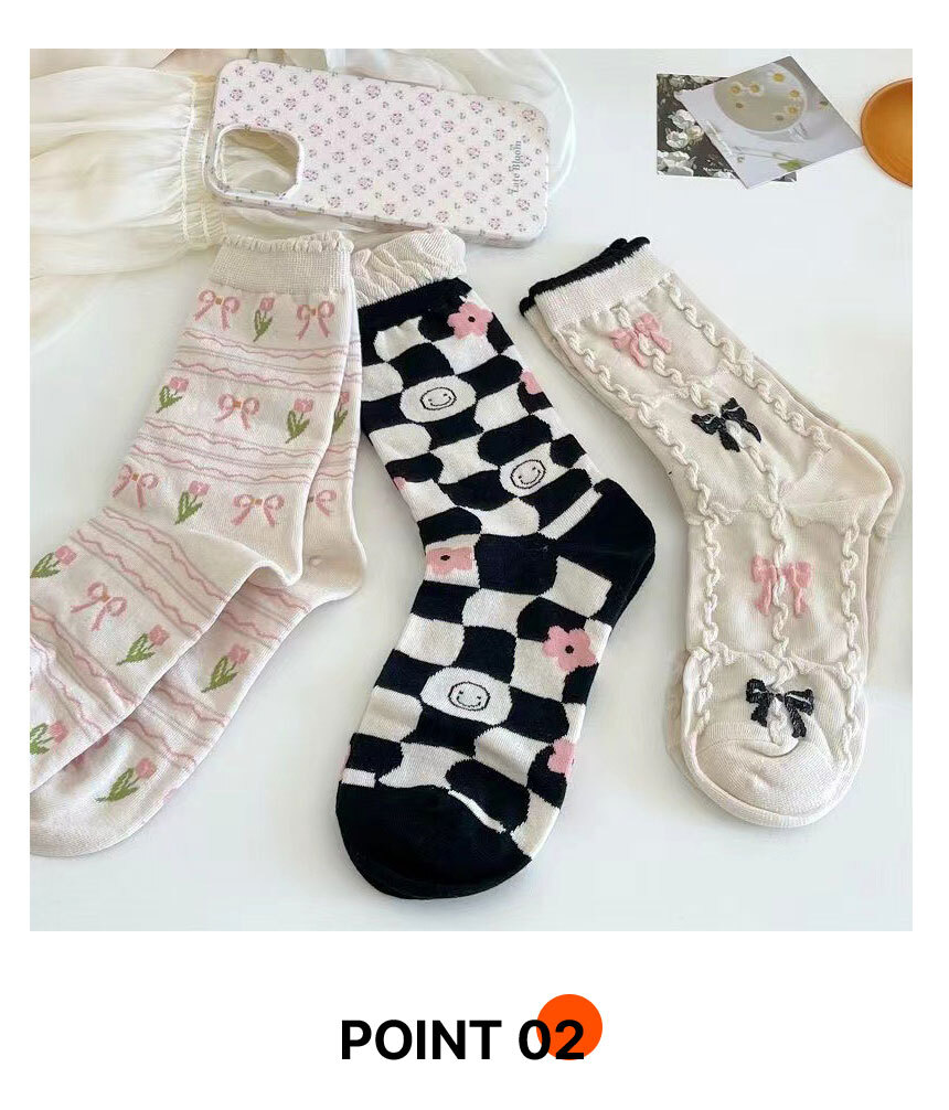 Pattern Frill Mid-Weight Socks